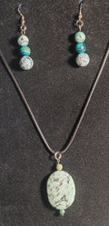 One-of-a-Kind Handmade African Turquoise Pendant - Earring Set