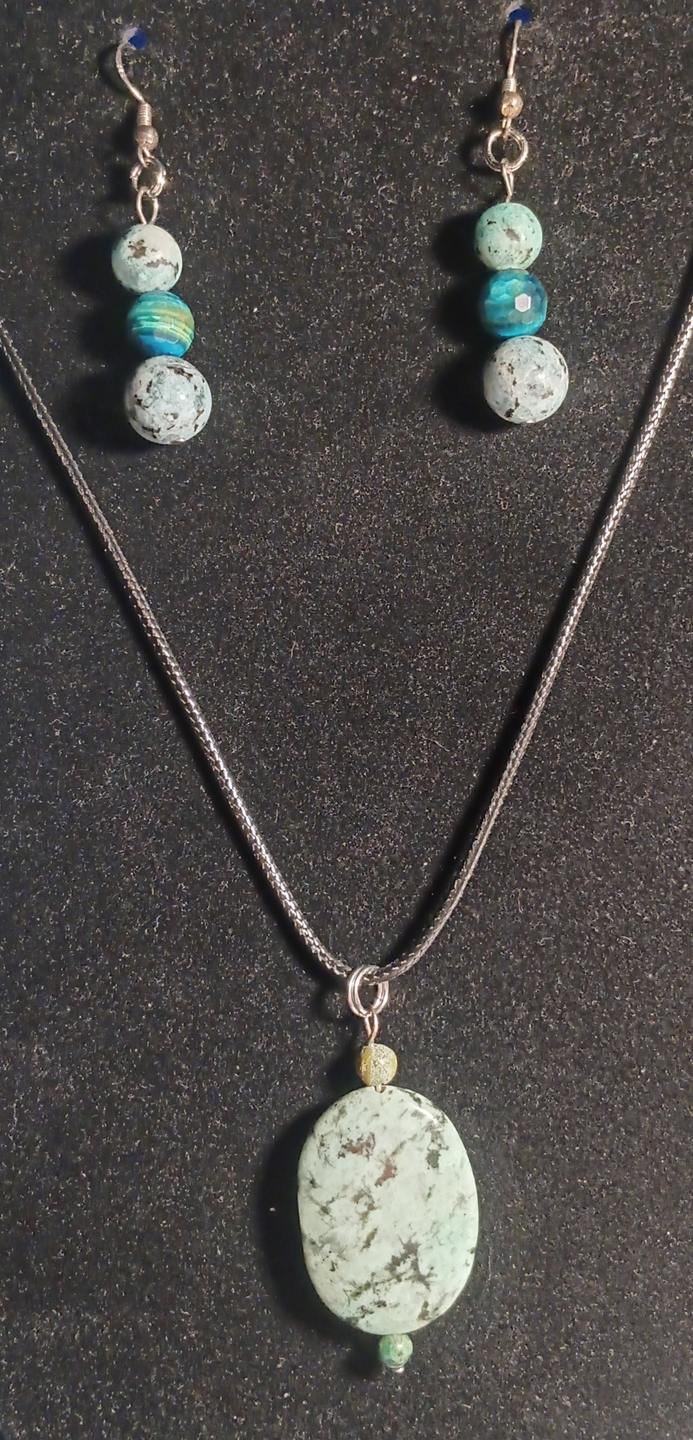 One-of-a-Kind Handmade African Turquoise Pendant - Earring Set