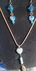 Czech Glass Heart Earring & Pendant Set