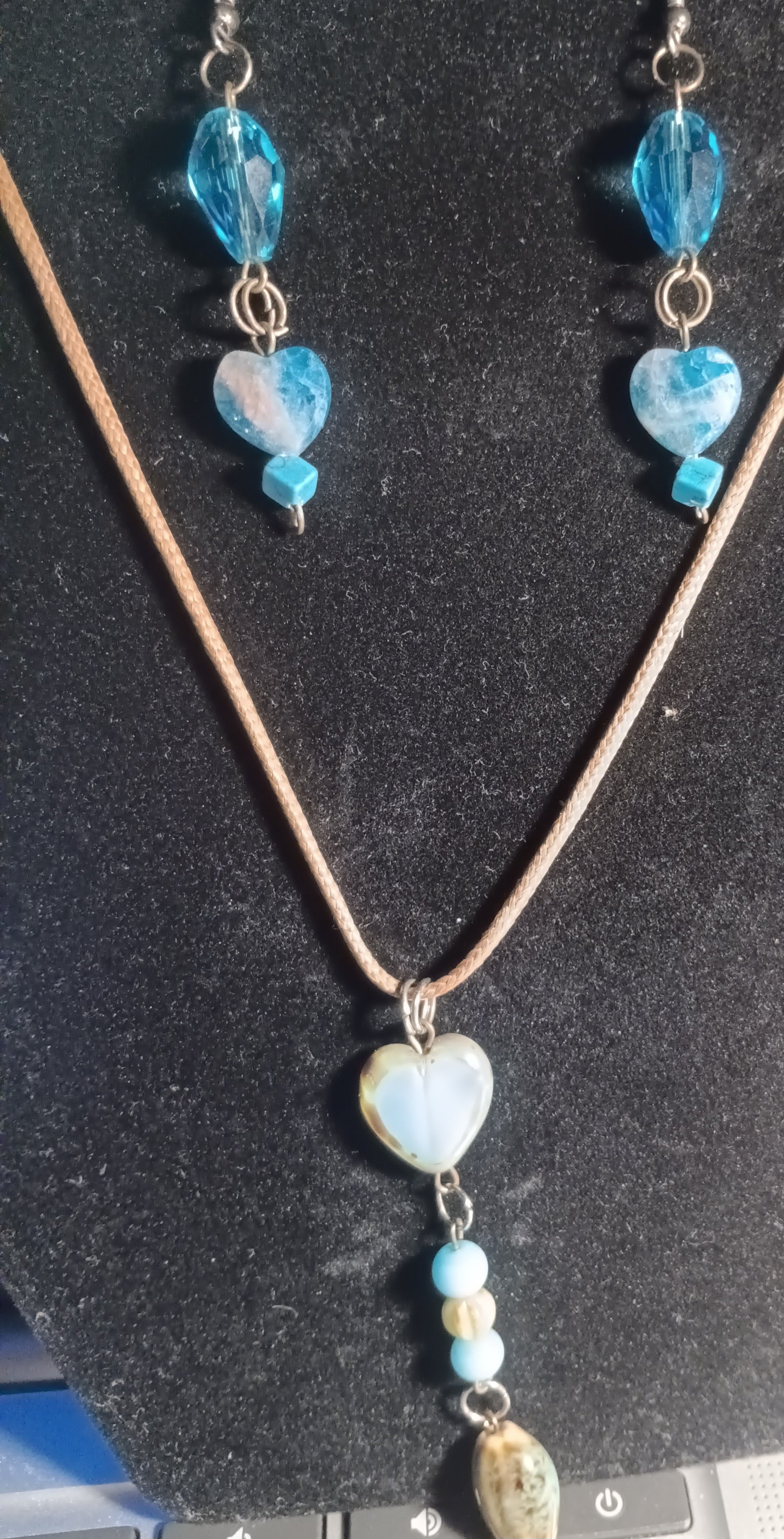 Czech Glass Heart Earring & Pendant Set