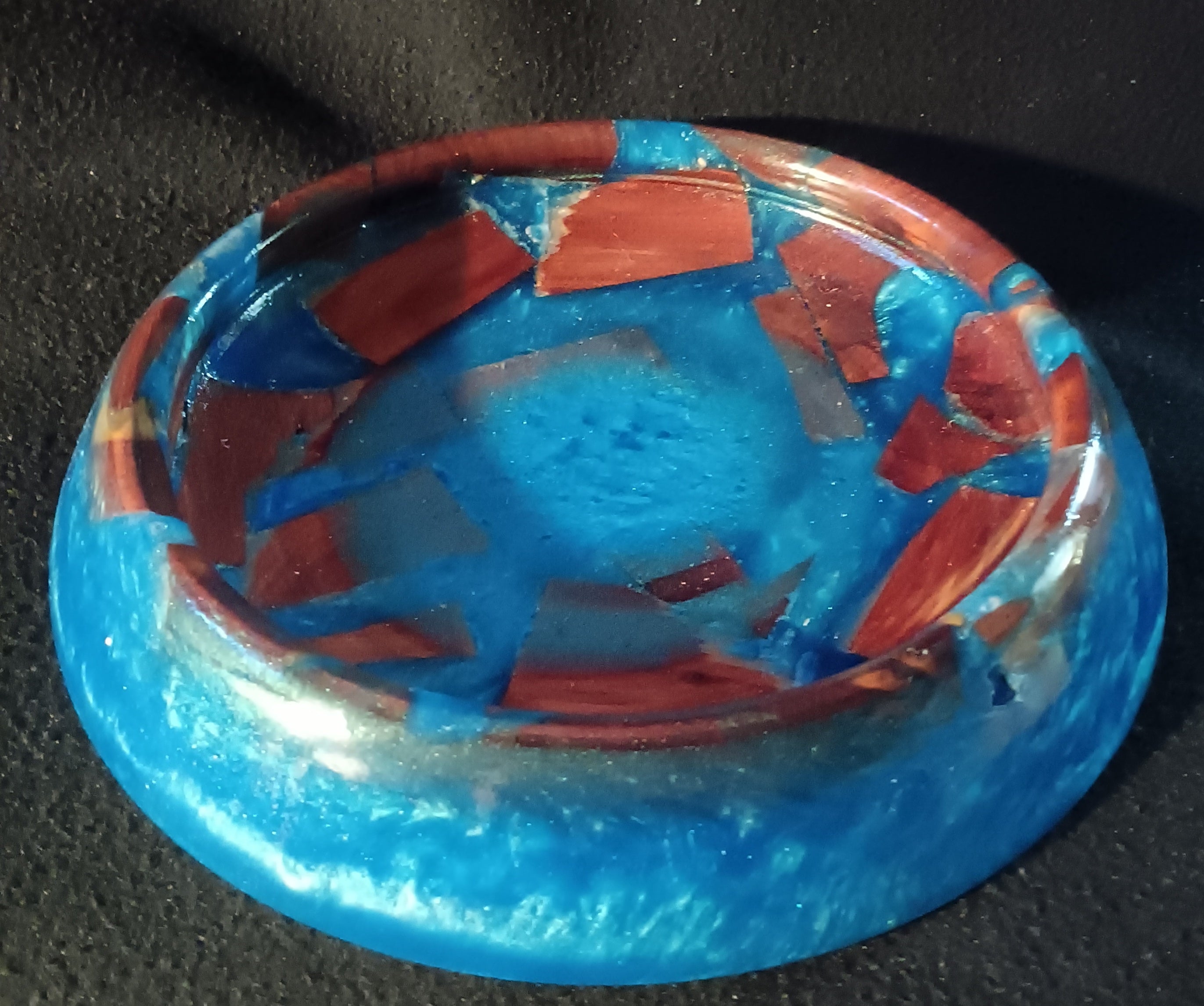 One-of-a-Kind Hand-Turned Cedar & Blue Epoxy Resin Catch-All Dish