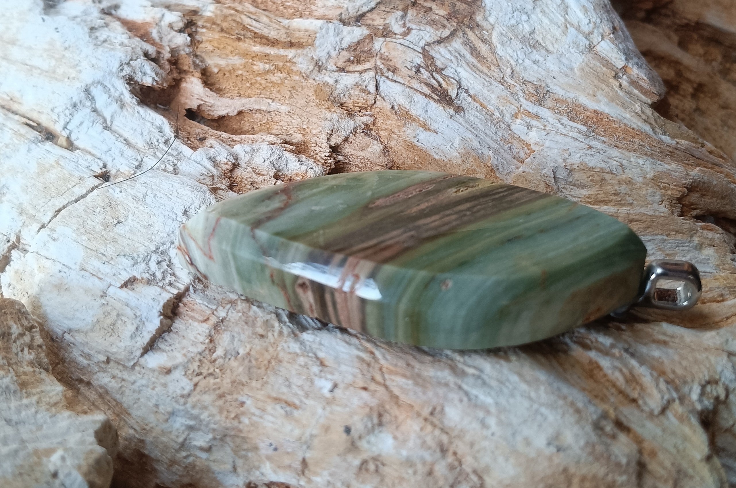 One-of-a-Kind Handmade Gary Green Jasper Pendant
