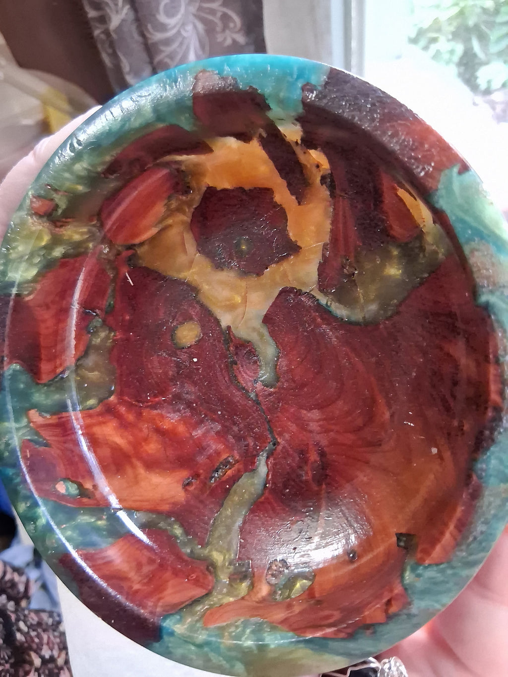 One-of-a-Kind Hand-Turned Cedar Blue & Gold Epoxy Resin Vessel