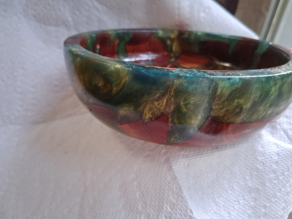 One-of-a-Kind Hand-Turned Cedar Blue & Gold Epoxy Resin Vessel