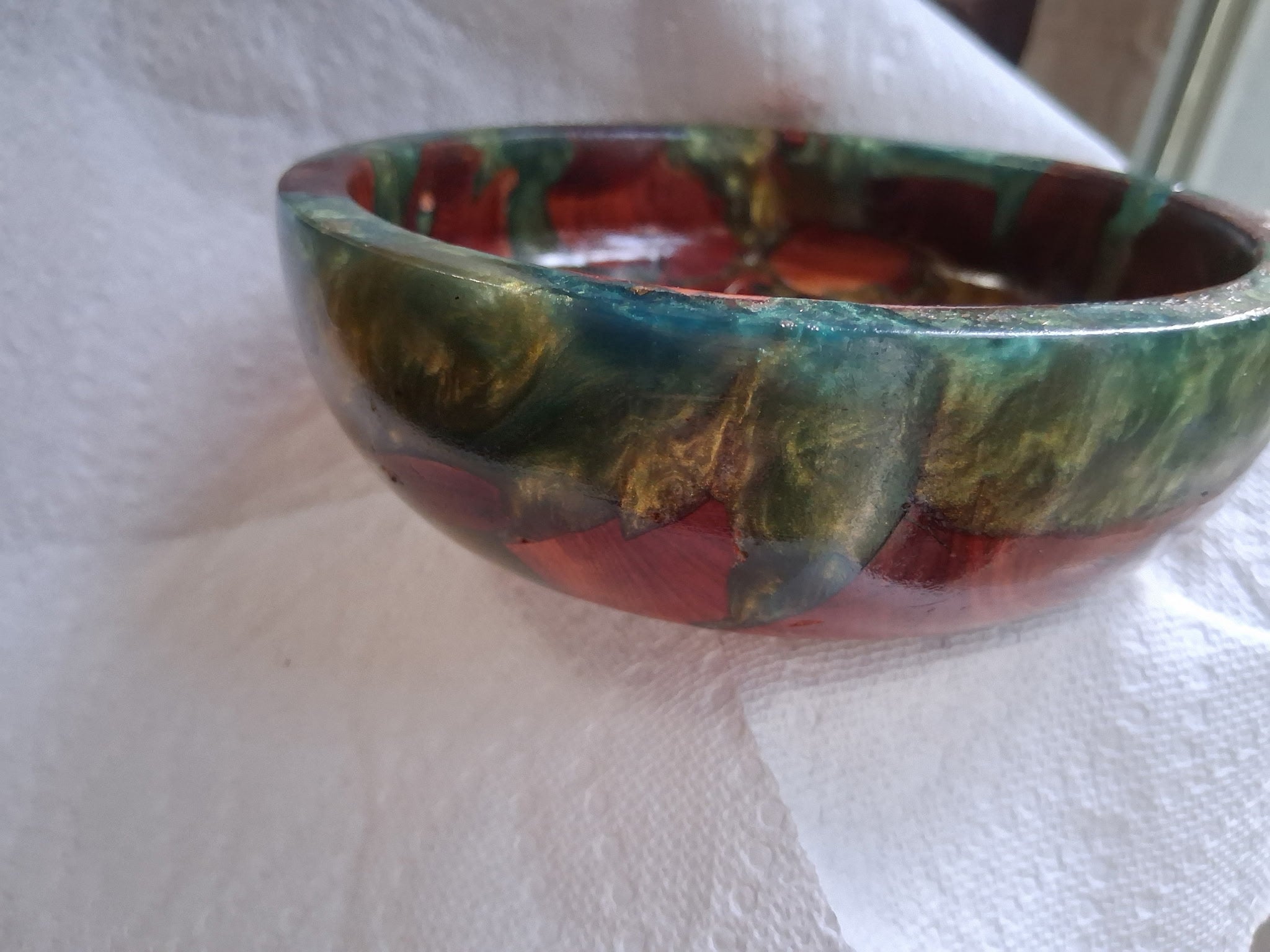 One-of-a-Kind Hand-Turned Cedar Blue & Gold Epoxy Resin Vessel