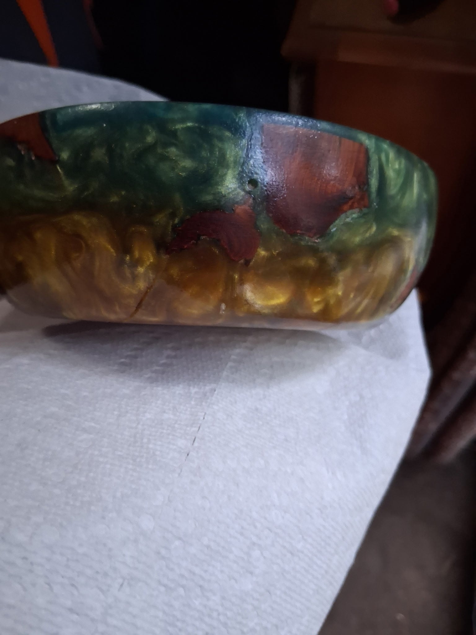 One-of-a-Kind Hand-Turned Cedar Blue & Gold Epoxy Resin Vessel