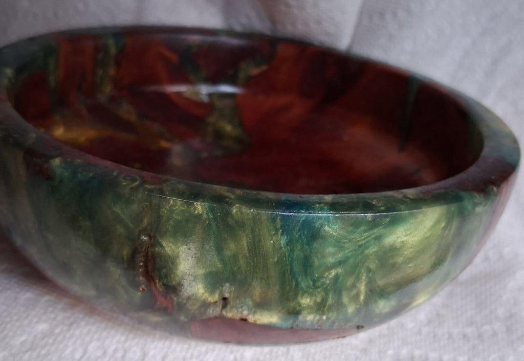 One-of-a-Kind Hand-Turned Cedar Blue & Gold Epoxy Resin Vessel