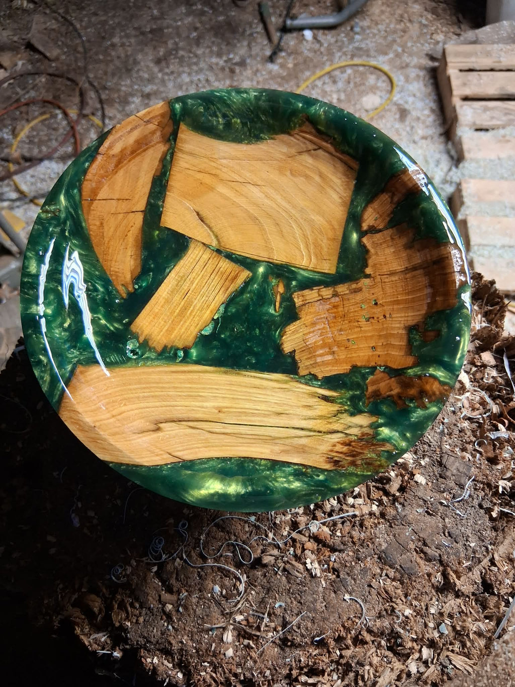 One-Of-A-Kind Hand-turned Cypress Wood Resin Bowl